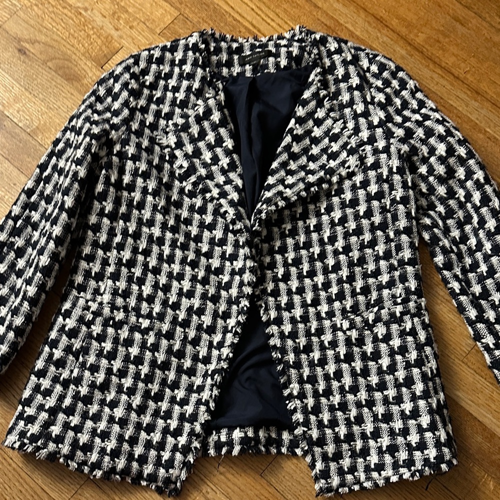 Ann Taylor Blue and white tweed  Houndstooth Blazer